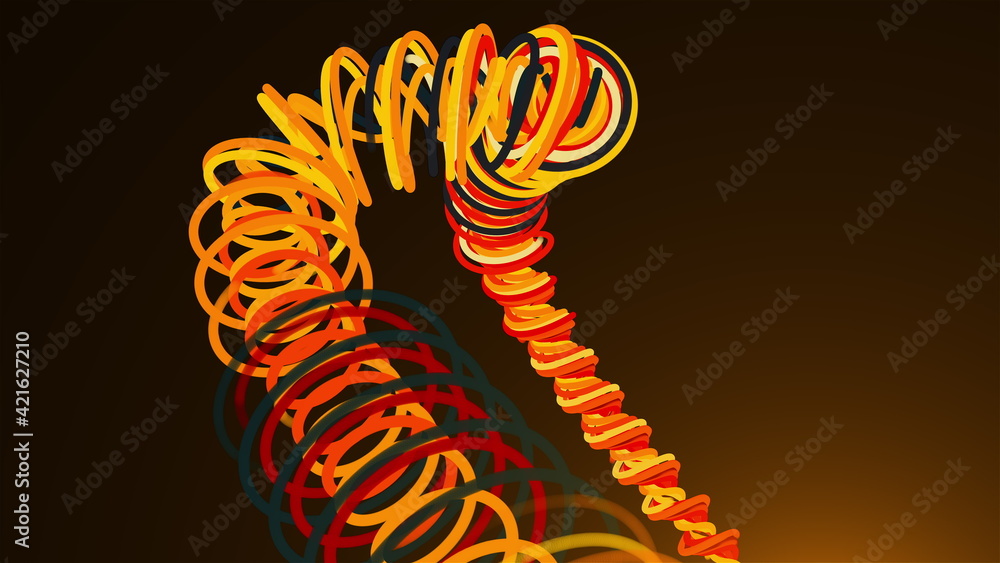 Poster spiral construction of lines, computer generated. 3d rendering abstract backdrop