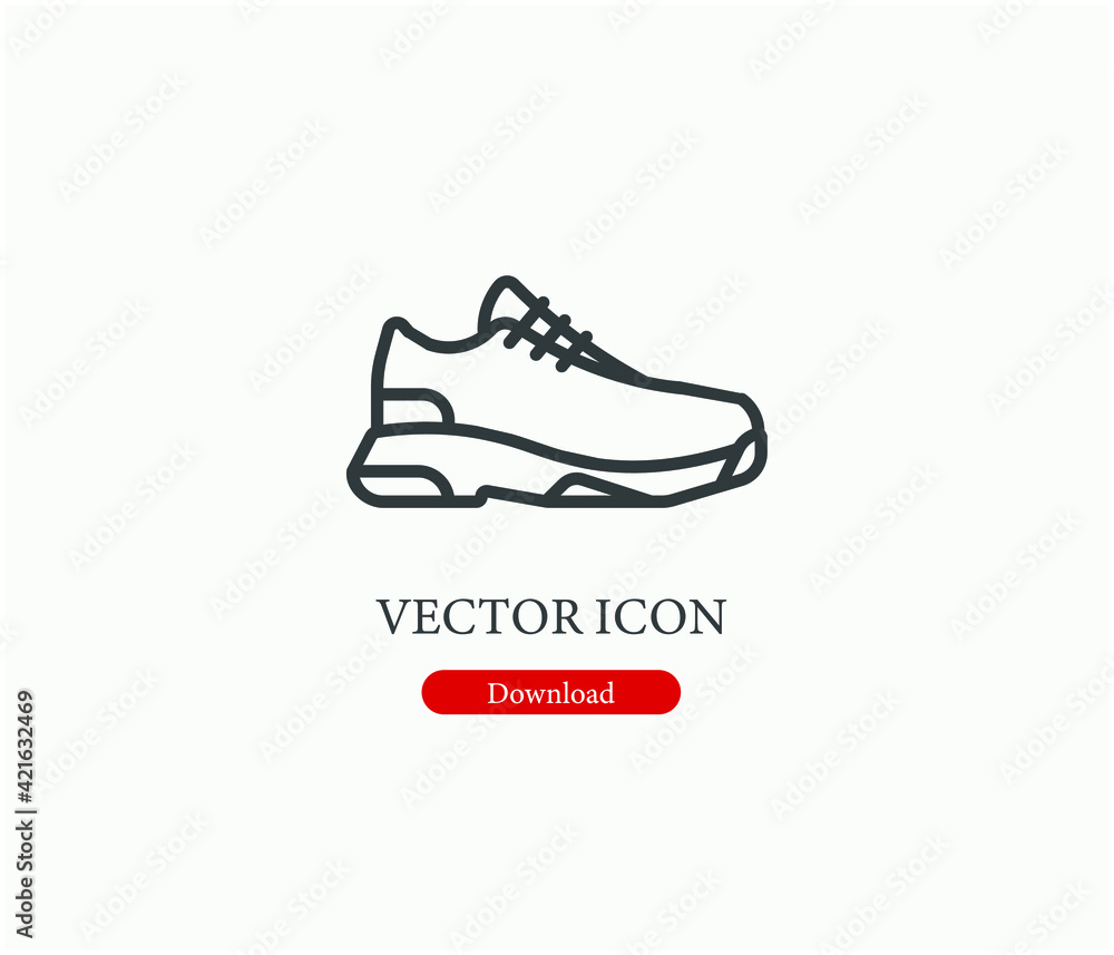 Poster sport shoe vector icon. editable stroke. linear style sign for use on web design and mobile apps, lo