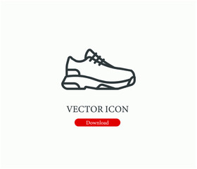 Sport shoe vector icon.  Editable stroke. Linear style sign for use on web design and mobile apps, logo. Symbol illustration. Pixel vector graphics - Vector