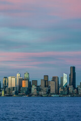 Naklejka premium Washington State, Seattle. Skyline at Sunset