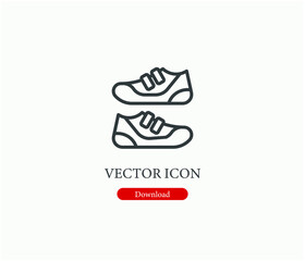Shoe vector icon.  Editable stroke. Linear style sign for use on web design and mobile apps, logo. Symbol illustration. Pixel vector graphics - Vector