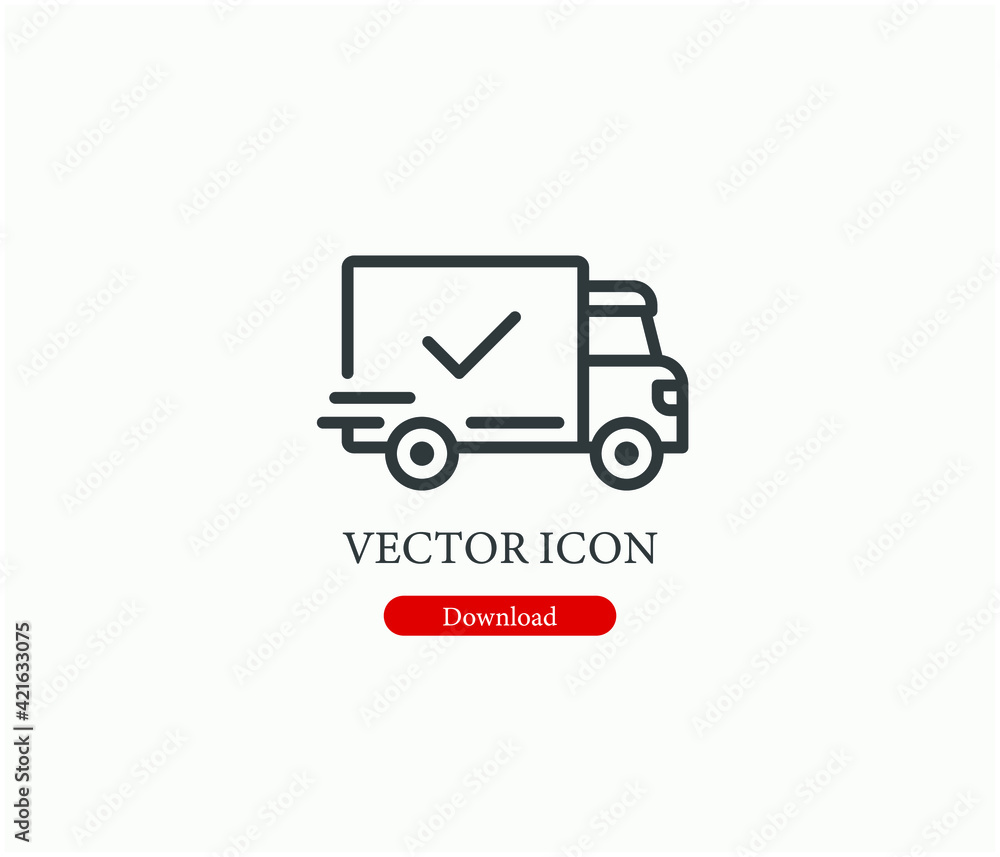Poster delivery truck vector icon. editable stroke. linear style sign for use on web design and mobile apps