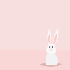 white rabbit coming out of a hole on pink background