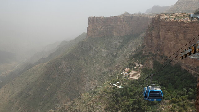 Cable car to Al Habala heritage village in Southern Saudi Arabia