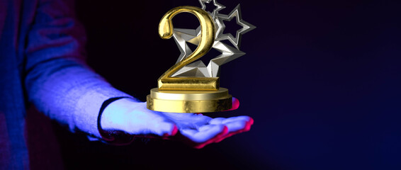 2nd award place in hand dark