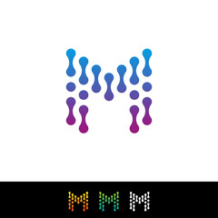 Flat Dots M Letter Vector Logo Design