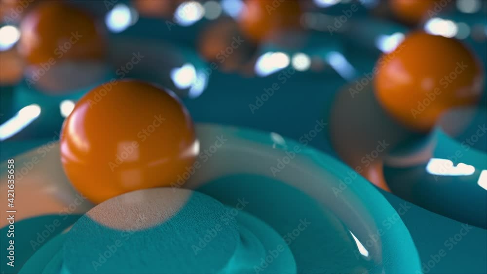 Aufkleber abstract 3d composition. synchronous rotation of balls, computer generated. close-up with blurred ba