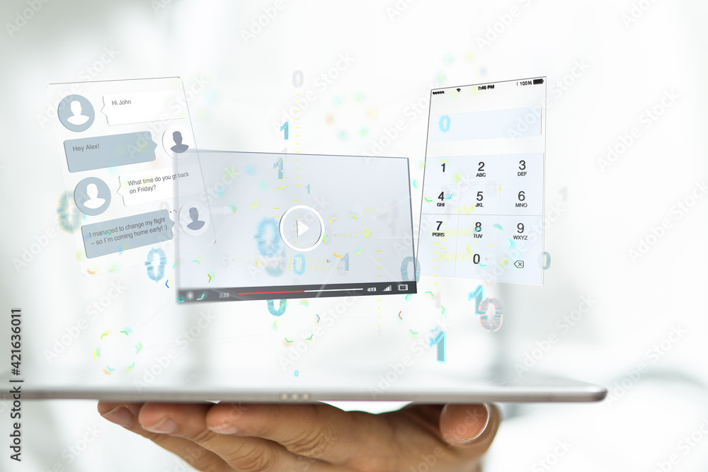 Poster develop interface web application in hand