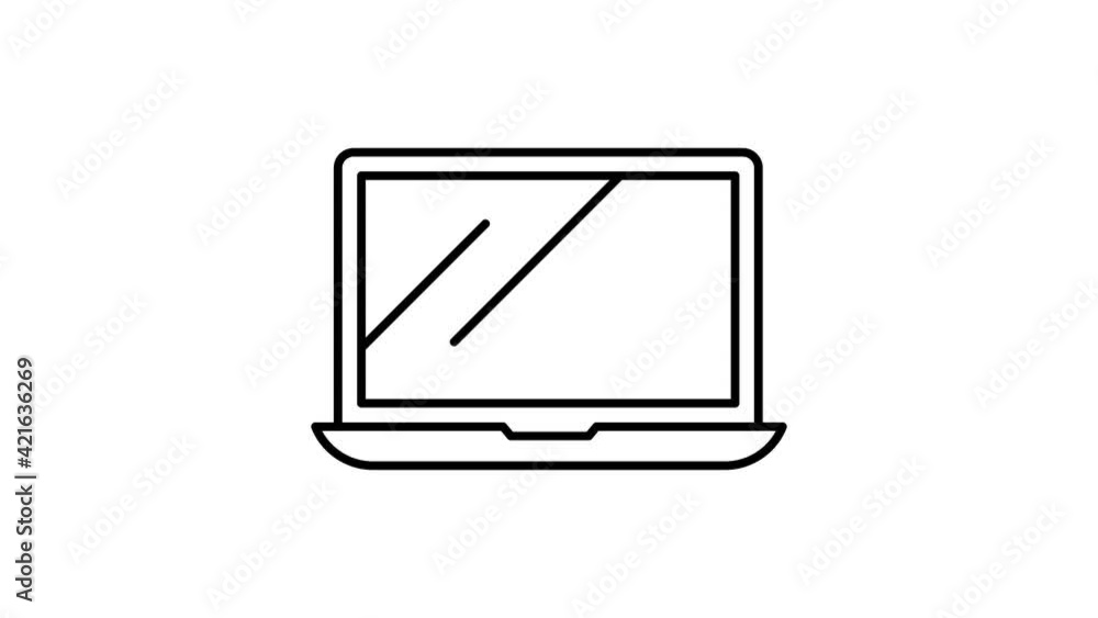 Poster laptop animated line icon. 4k animated icon to improve project and explainer video. alpha channel.