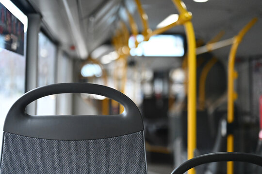 Inside a public transport bus in Hamburg Germany