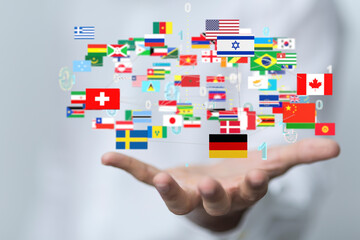 World map with all states and their flags