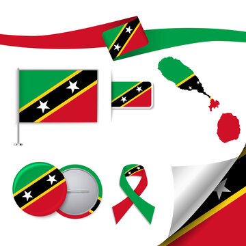 Saint Kitts and Nevis Flag with elements