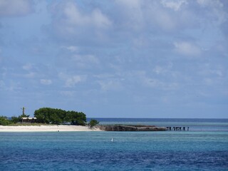 White sand beaches with the old dock at Fort Jefferson, Dry Tortugas National Park.