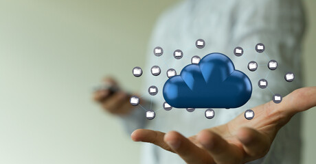 Cloud technology. Integrated digital web concept background