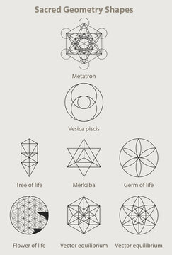 Sacred geometry shapes, set eight examples