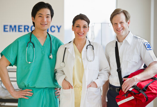 Healthcare workers in emergency room