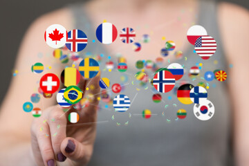 Global communication, international messaging and translation concept