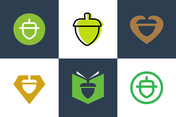Set of acorn logo icon design, oaknut symbol collection - Vector © logomimi