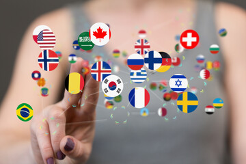 Global communication, international messaging and translation concept