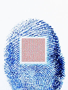 Close up of fingerprint with square pattern
