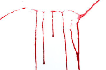 Drops of blood on white background.