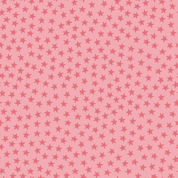 Fototapeta Pink Tossed Stars Seamless Vector Pattern Background