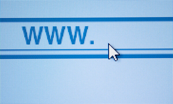Curser by www icon on computer screen
