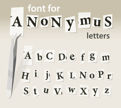 Newspaper scraps font for anonymous letters