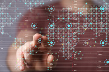 Business people silhouettes network team