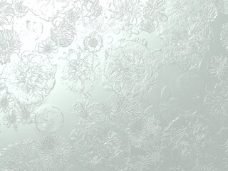 Silver background with carnation and chamomile and apple relief