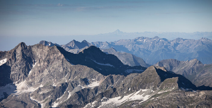 Switzerland, Monte Rosa, Aerial view of Monte Rosa Massif