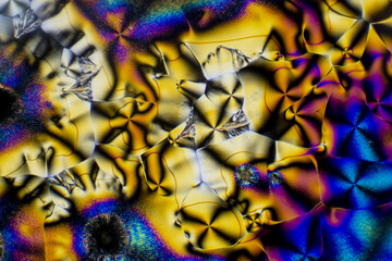 This is a colorful microscopic photo of vitamin c crystals.  I used polarized filters to bring out the crystalline rainbow colors and patterns.