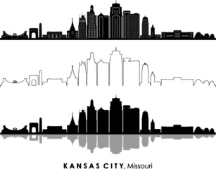 KANSAS CITY Missouri USA City Skyline Vector
 - obrazy, fototapety, plakaty