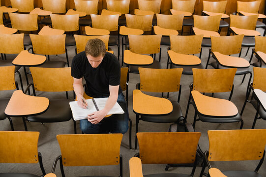 Last student left in college lecture hall