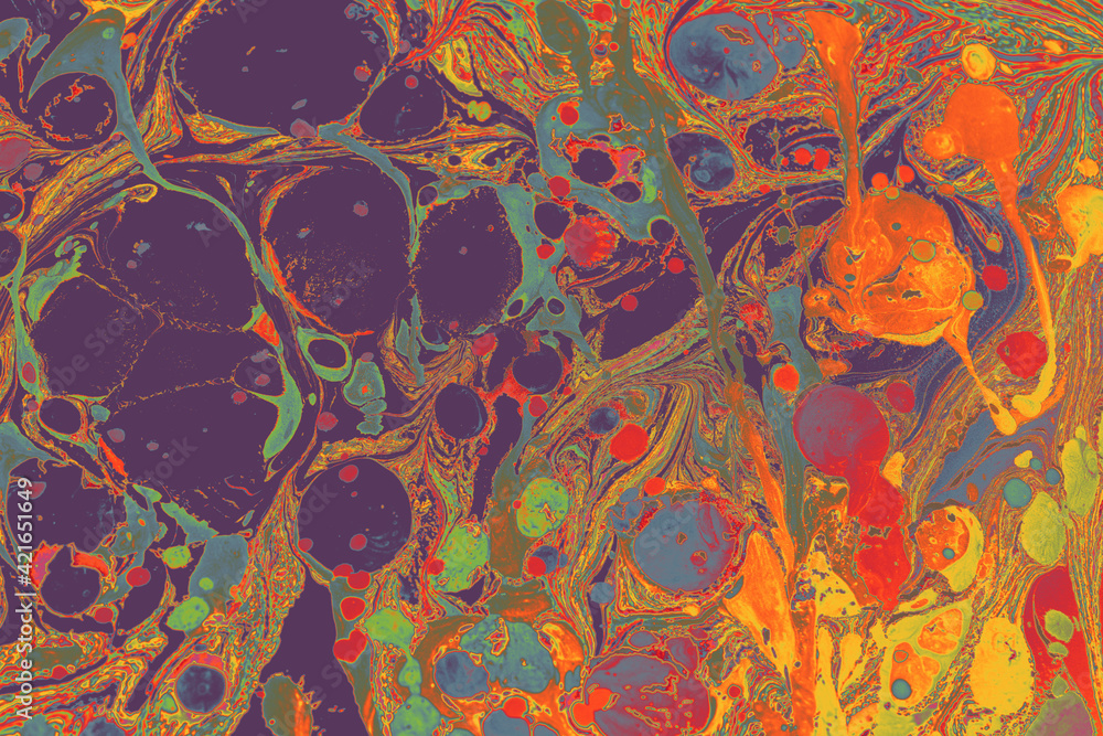 Poster abstract background with colorful paint splash patterns and swirly textures