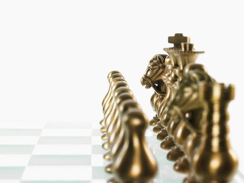Gold chess team in formation