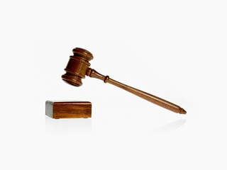 Studio shot of wooden court gavel