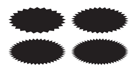 Sunburst label collection, set of oval starburst badges, abstract background - Vector