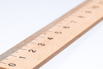 wooden ruler isolated on white background. measure school tool cut out
