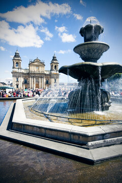 Guatemala, Guatemala City, fountain on main square