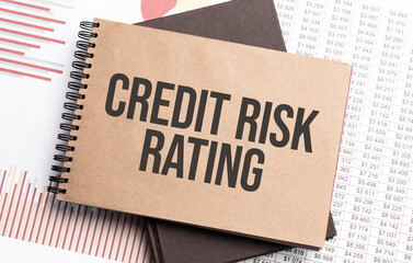 Notepad with text CRR CREDIT RISK RATING on a charts and numbers. Business concept.