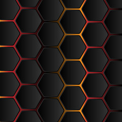 Hexagons seamless with light red and yellow concept futuristic vector