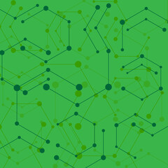 Abstract green minimal lines and dot connection network vector concept
