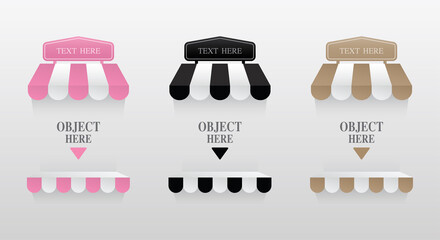 Shelf with cute awning and signage vector collection for putting your object. © PPO