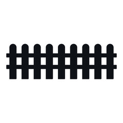 Vector flat black garden fence icon isolated on white background