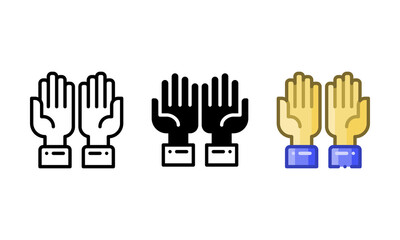 Obraz premium Muslim prayer icon. With outline, glyph, and filled outline styles
