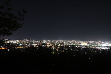 Naklejka premium とても美しい日本の岡山県岡山市の夜景