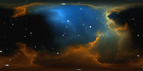 360 degree space nebula panorama, equirectangular projection, environment map. HDRI spherical panorama. Space background with nebula and stars © Peter Jurik
