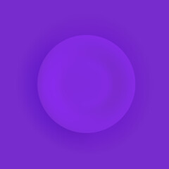 Flat matte purple dinner plate closeup on a violet background. Isolated object with shadow. Top view. Realistic abstract 3d minimal design