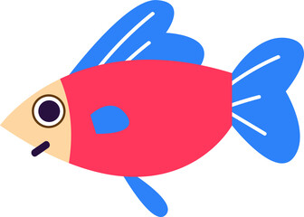 Geometric small red fish clipart. Marine decor. Print For printing. Retro style. Decor for decoration. Vector illustration in cartoon style. cartoon